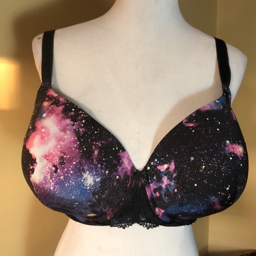 TORRID Size 44F Universe OuterSpace Soft Padded Underwire Black Print $59 NEW